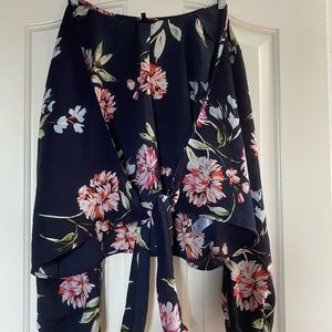 Floral cardigan with waist tie